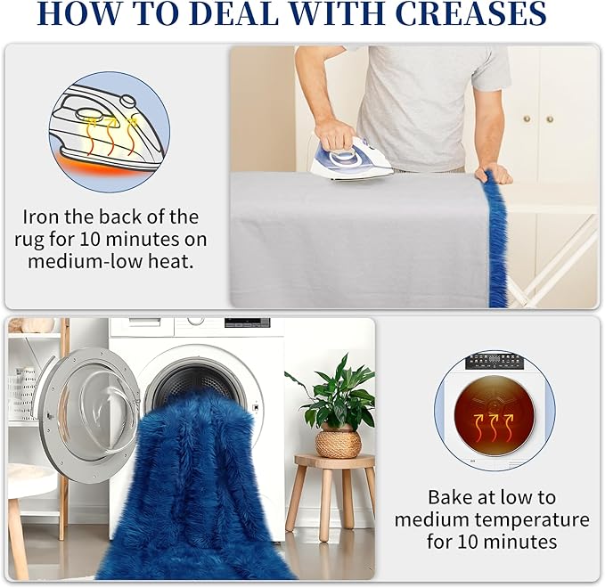 Faux Fur Rug for Bedroom, Fluffy Runner Rugs Soft Sheepskin Rug Sofa Couch Seat Cushion, 2x6ft Dark Blue Plush Area Rug Shag Rugs Floor Carpets for Nursery Bedside, Cute Shaggy Fuzzy Home Decor