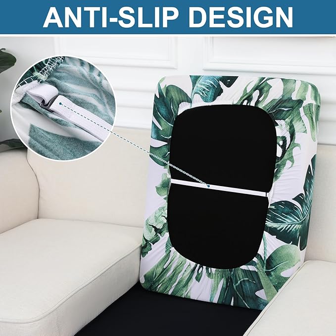 Smiry Printed Couch Cushion Covers, Stretch Soft Couch Covers for Sofa, Washable Non-Slip Sofa Slipcover Furniture Protector for Indoor and Outdoor (Large, Green)