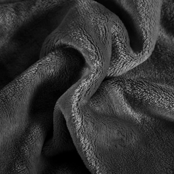 TASTHROW Large Flannel Fleece Throw Blanket, 90×108 Inch - Cozy Lightweight Thick Blanket - All Seasons Suitable for Women, Men and Kids (Grey)