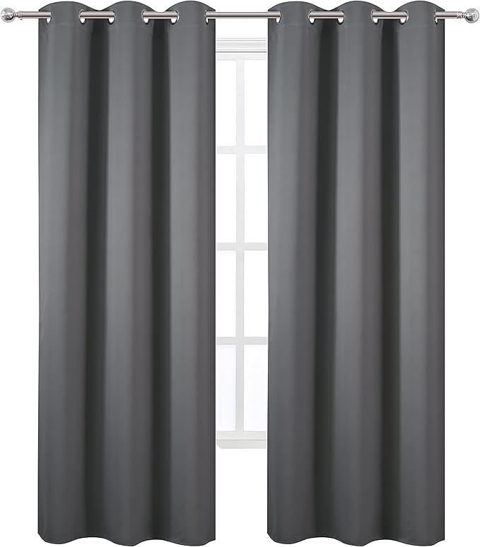 LEMOMO Frost Grey Thermal Blackout Curtains/42 x 95 Inch/Set of 2 Panels Room Darkening Curtains for Bedroom