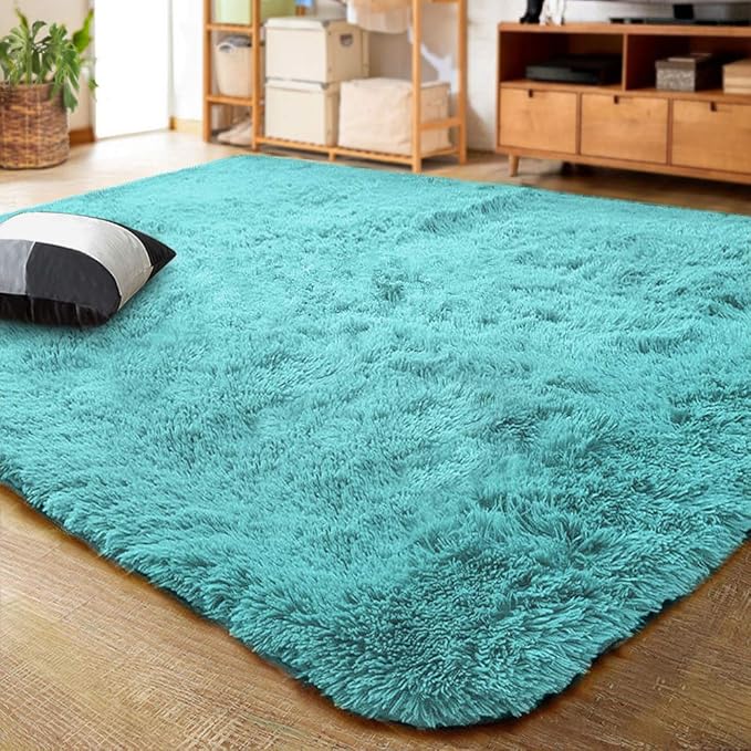 LOCHAS Ultra Soft Indoor Modern Area Rugs Fluffy Living Room Carpets for Children Bedroom Home Decor Nursery Rug 6x9 Feet, Blue