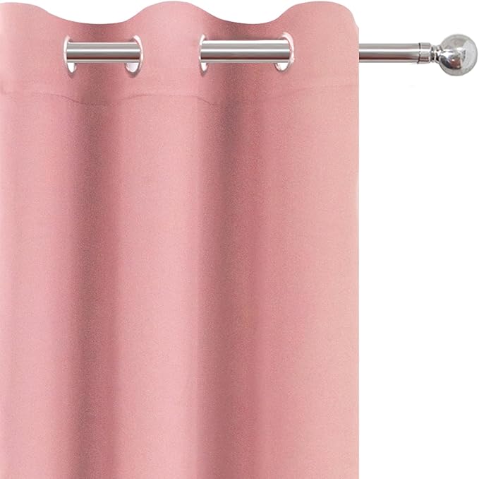 LEMOMO Blackout Curtains 66 x 54 Inch Long Pink Curtains Set of 2 Panels Room Darkening Curtains for Bedroom and Living Room