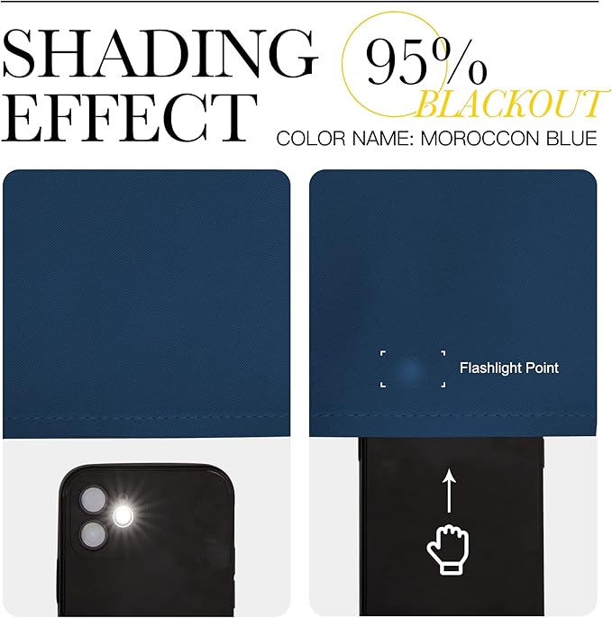 NICETOWN Patio Blackout Curtains - Glass Door Drapes, Privacy Panel for Bedroom, Living & Dining Room (Moroccan Blue, 42 x 95 Inches, 1 Pair)