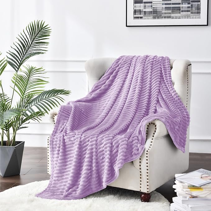 BEDELITE Throw Blanket for Couch, 3D Ribbed Jacquard Soft and Cozy Fleece Throw Blanket for Sofa and Chair, Fluffy Plush Lightweight Blankets for Bed, for Women, 50x60 inches