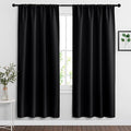 RYB HOME Blackout Curtains for Bedroom Living Room 63 inches Long, Thermal Insulated Privacy Rod Pocket Drapes for Nursery Office Home Theater, Width 34 by Length 63, Black, 2 Panels