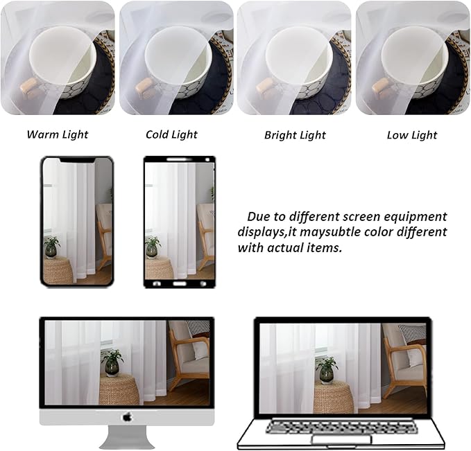 Chyhomenyc White Sheer Curtains 90 Inches Long 2 Panels, Light Filtering White Curtains for Living Room, Soft Gentle Voile Rod Pocket Bedroom Window Drapes, 59Wx90L Inch, 2PCS