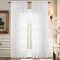 Aiyufeng White Sheer Curtains 90 Inches Long, Light Filtering Rod Pocket Solid Color Window Sheer Curtain Panels, Elegant Curtains & Drapes for Living Room, Bedroom 2 Panels (White, 59" W x 90" L)
