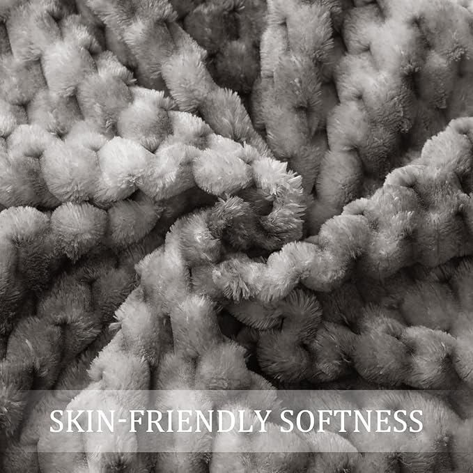Exclusivo Mezcla Fleece Twin Blanket for Bed, Extra Large Fuzzy Tie-dye Grey Bed Blankets, Soft Cozy Plush Sofa Throws for All Seasons, 60x80 Inches