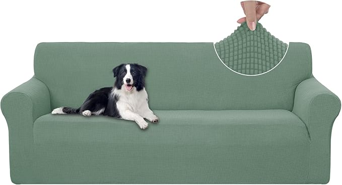 U-NICE HOME Stretch Couch Cover Sofa Cover Sofa Slipcover Furniture Protector for 3 Cushion Couch Sofa Pet Friendly(Sofa, Cyan)