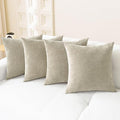 CaliTime Throw Pillow Covers Decorative 18 X 18 Inches Pack of 4 Cozy Chenille Cushion Cases for Couch Sofa Bed Living Room Home Light Taupe
