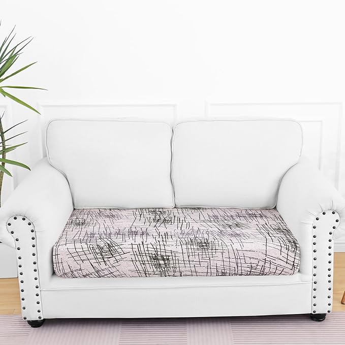Smiry Printed Couch Cushion Covers, Stretch Soft Couch Covers for Sofa, Washable Non-Slip Sofa Slipcover Furniture Protector for Indoor and Outdoor (Medium, Brown and White)