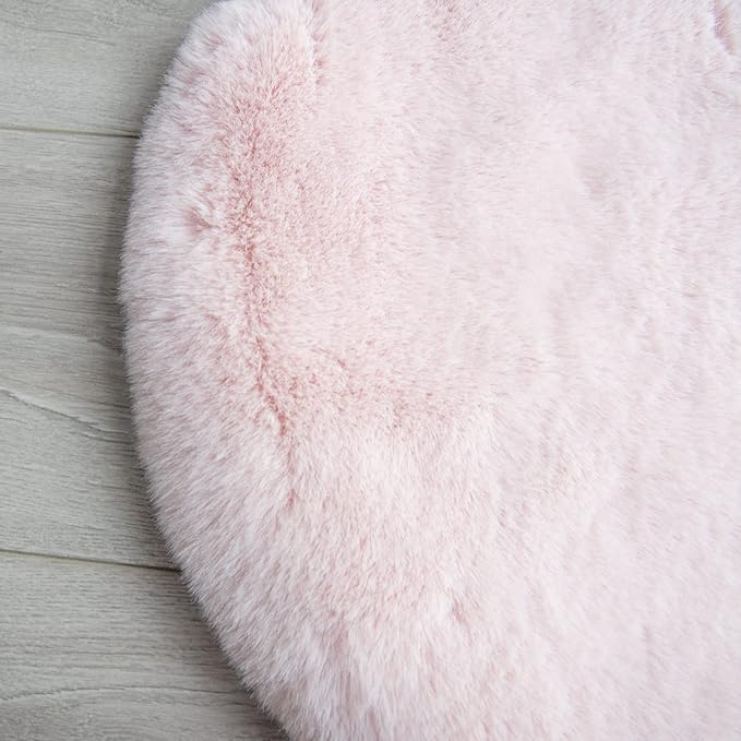 ORINOVA Pink Faux Fluffy Rabbit Fur Rug for Living Room Shag Washable Rug Area Rugs for Bedroom 3x5 Nursery Rugs