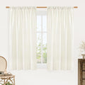 LAMIT Cream Linen Curtains 54 Inch Length 2 Panels, Light Filtering Faux Linen Textured Panels Rod Pocket Neutral Privacy Drapes for Window/Loft Room/Bedroom, 42 x 54 Inch