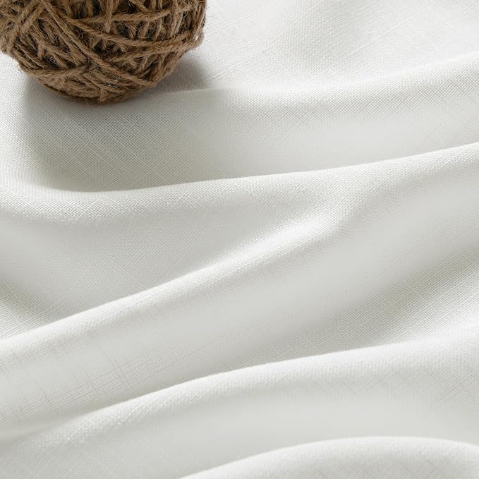 Nanspring Ivory Linen Curtains 63 Inches Length 2 Panels Set for Living Room Back Tab Pocket Natural Light Filtering Privacy Semi Sheer Drapes Cotton Linen Textured Window Curtain 52X63 Inches