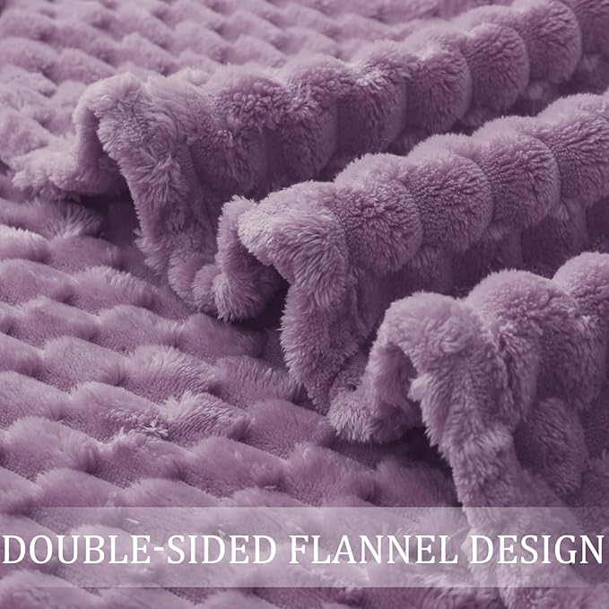 Exclusivo Mezcla Fleece Twin Blanket for Bed, Extra Large Fuzzy Grayish Purple Bed Blankets, Soft Cozy Plush Sofa Throws for All Seasons, 60x80 Inches