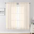 Chyhomenyc Cream Sheer Curtains 54 Inch Long 2 Panels, Short Voile Sheer Drapes for Dinning Small Windows Bathroom Living Room Bedroom, Rod Pocket, 42Wx54L Inches