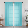 OWENIE Aqua Sheer Curtains for Bedroom Living Room 72 Inches Long 2 Panels Set, Modern Light Filtering Sheer Curtain Rod Pocket Clear Drapes for Window Sliding Door, Aqua, Each 42 x 72 Inch