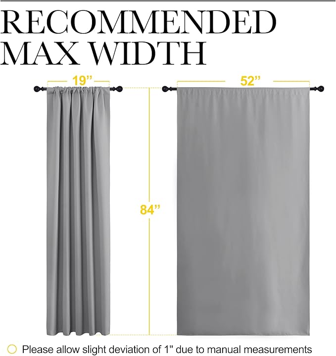 NICETOWN Blackout Curtains 84 inches Length - Energy Efficient & Noise Reducing Thermal Insulated Rod Pocket Blackout Drapes/Draperies for Living Room (Silver Grey, 2 Panels, W52 inches x L84 inches)