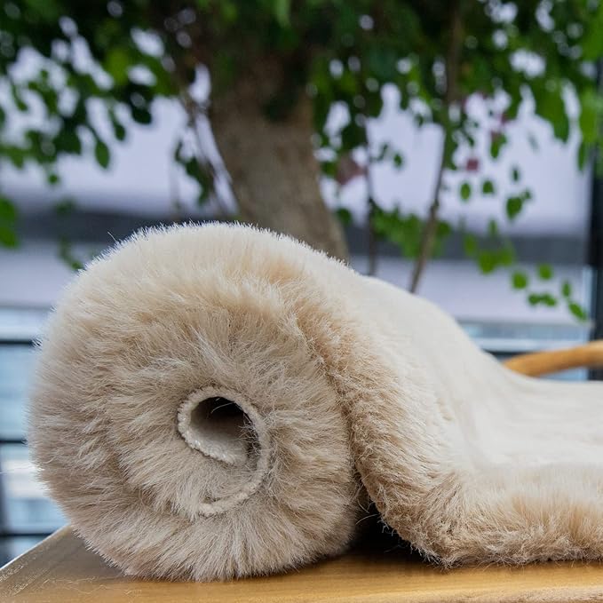 ORINOVA Shag Polyester Bunny Washable Fluffy Rug Runners for Hallways Camel Plush Area Rugs for Living Room Bedroom Sheepskin Rug 2x6 Shaped Nursery Rugs