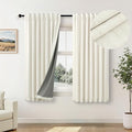 Pitalk Cream Blackout Curtains and Drapes 48 Inch Long Faux Linen Privacy RV Draperies for Small Windows Thermal Insulated Light Blocking Curtain for Kitchen Cafe Basement 52x48 Length Back Tab Pocket