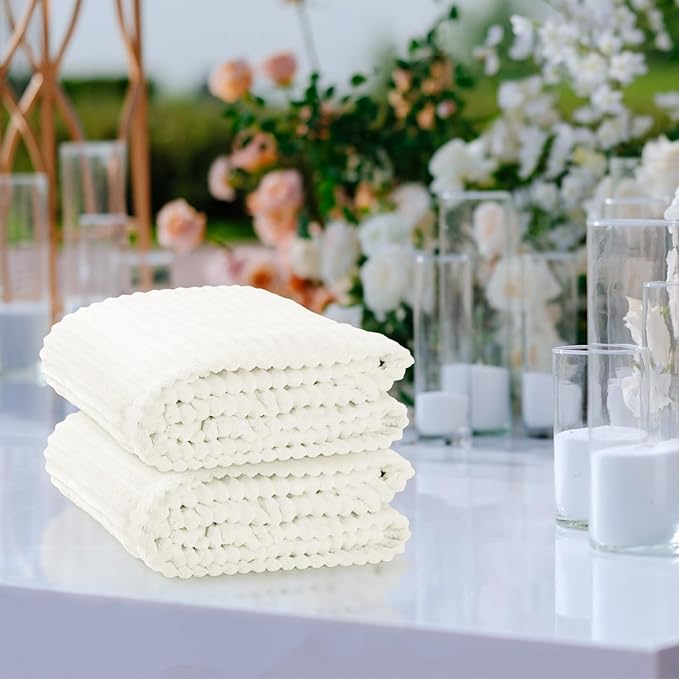 Buryeah 6 Pcs Flannel Throw Blanket Bulk 50 x 60 in Sleepover Blanket Outdoor Wedding Throw Lightweight, Oeko-tex Standard 100 Certified for Sofa Homeless Gifts (White)