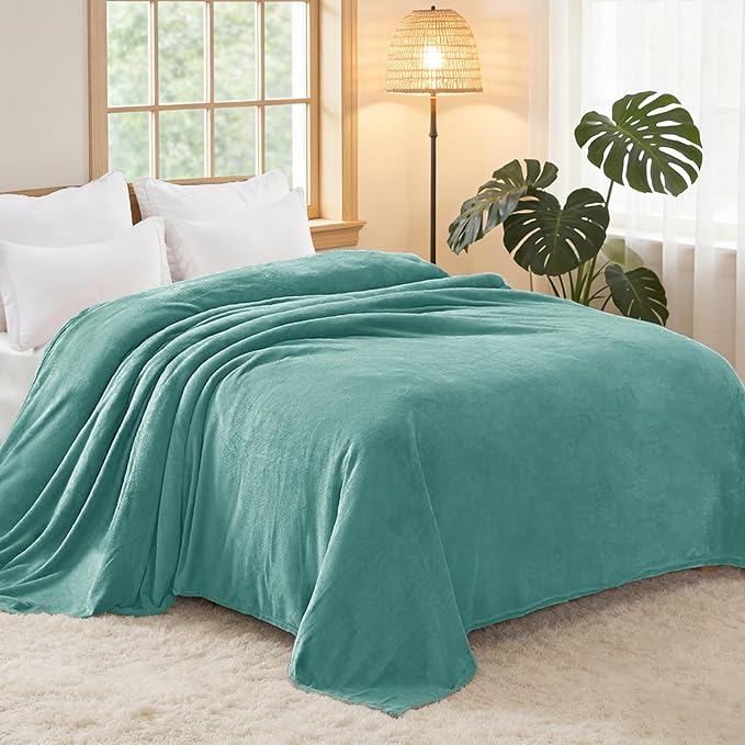 Exclusivo Mezcla Fleece Blanket Twin Size for Bed, Super Soft and Warm, All Season, Cozy, Plush, Lightweight, 60x80 Inches Celadon