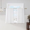 Nanspring White Linen Semi Sheer Cafe Curtains 36 Inch Length 2 Panel Set Back Tab Pocket Design for Small Bathroom Kitchen Windows Modern Farmhouse Coastal Decor 40x36