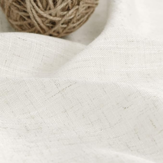 Nanspring Cream Semi Sheer Linen Curtains 73 Inch Length for Living Room Back Tab Rod Pocket Modern Farmhouse Coastal Decor Cotton Textured Gauze Curtains 73 Inches Long for Dining Room Office 52x73