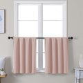 Simplebrand Ava Blush Short 24 Inches Blackout Curtain 2 Panels Set, Half Window Rod Pocket Privacy Curtain Tiers for Kitchen, Curtains Blackout for Bathroom Shades, W30 x L24 Inch, Blush