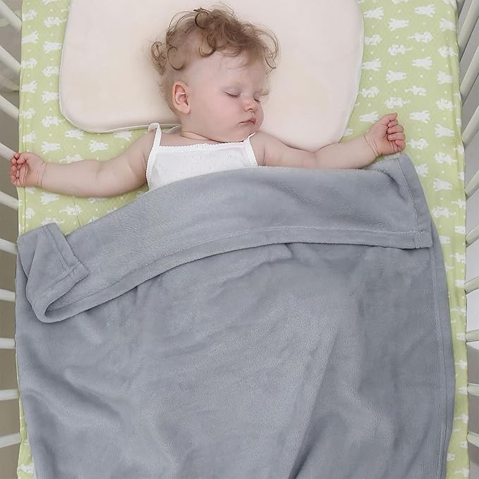 KMUSET Kids Blanket for Boys Girls 30x40 inches, Soft Cozy Fuzzy Swaddle Throw Blanket, Small Fleece Blanket for Crib Stroller, Grey