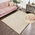ORINOVA 5x8 Area Rug Light Brown Beige Plush Shaggy Rugs for Bedroom Washable Faux Rabbit Fur Rug for Living Room Fluffy Large Nursery Rug Home Décor