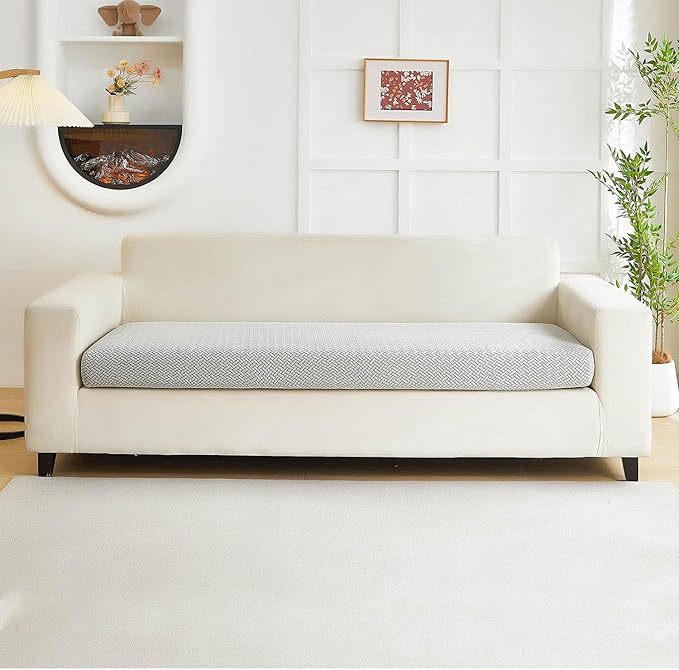 Couch Covers for 3 Cushion Sofa Pet Friendly Couch Cushion Covers Universal Sofa Covers Washable Stretch Slipcovers for Sectional Sofa (Texture Light Gray,Large Triple Seat Cover)