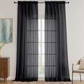 OVZME Black Sheer Curtains 120 Inches Long 2 Panels Set, 59 Inch Extra Wide Soft Airy Lightweight Sheer Curtains for Living Room, Farmhouse Voile Filmy Rod Pocket Drapes, 59Wx120L Inches