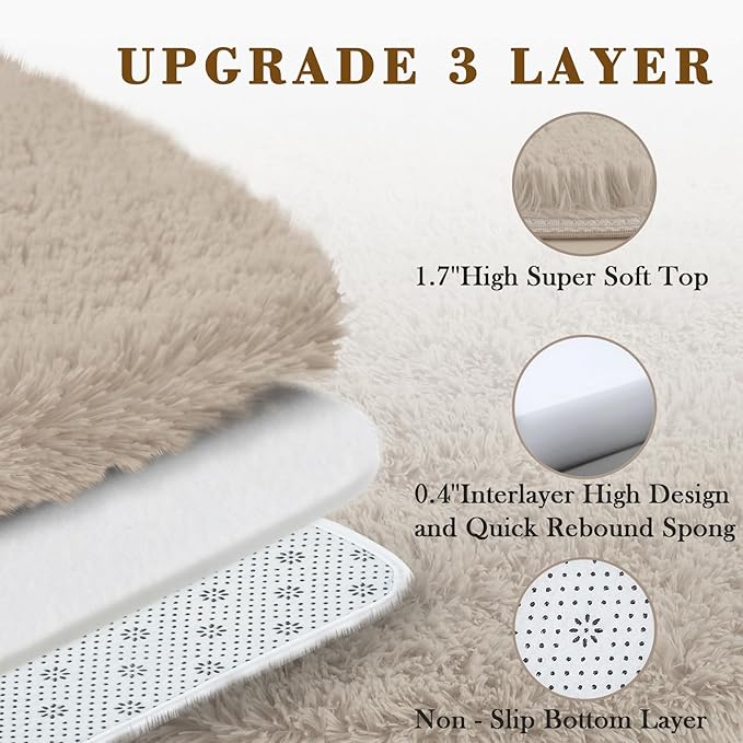 Rugs for Living Room 6x9, Alfombras para Salas Shag Large Plush Soft Area Rug, Shaggy Carpets for Bedroom, Kids Boys Girls Home Decor Aesthetic(Beige, 6 x 9)