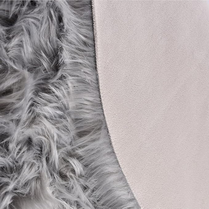 ORINOVA Silver Grey Plush Faux Sheepskin Fur Area Rugs for Bedroom Nursery Washable Shag Rug 4x6 Rectangle Rug