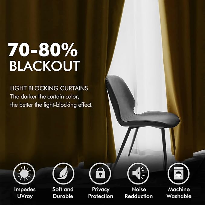 MIULEE Elegant Velvet Curtains Gold Grommet Curtains Fall Thermal Insulated Soundproof Room Darkening Blackout Curtains/Drapes for Girls & Lady Living Room/Bedroom Decor 52 x 96 Inch 2 Panels