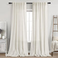 2 Panels Set Cream Linen Curtains 105 inches Long for Living Room Extra Long Back Tab Curtains Neutral Farmhouse Light Filtering Semi Sheer Linen Drapes Ceiling to Floor for Large Window Ivory