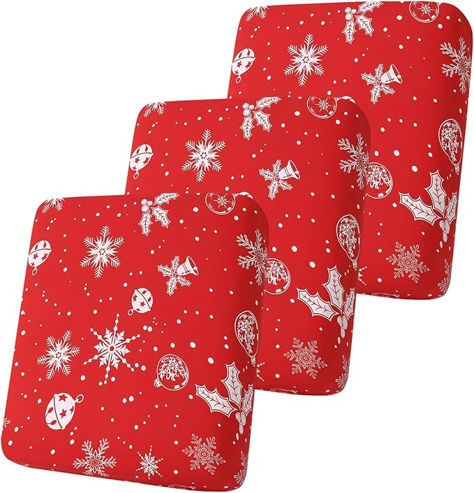 Smiry Printed Couch Cushion Covers, Stretch Soft Couch Covers for Sofa, Washable Non-Slip Sofa Slipcover Furniture Protector for Indoor and Outdoor (3 Pack, Red)