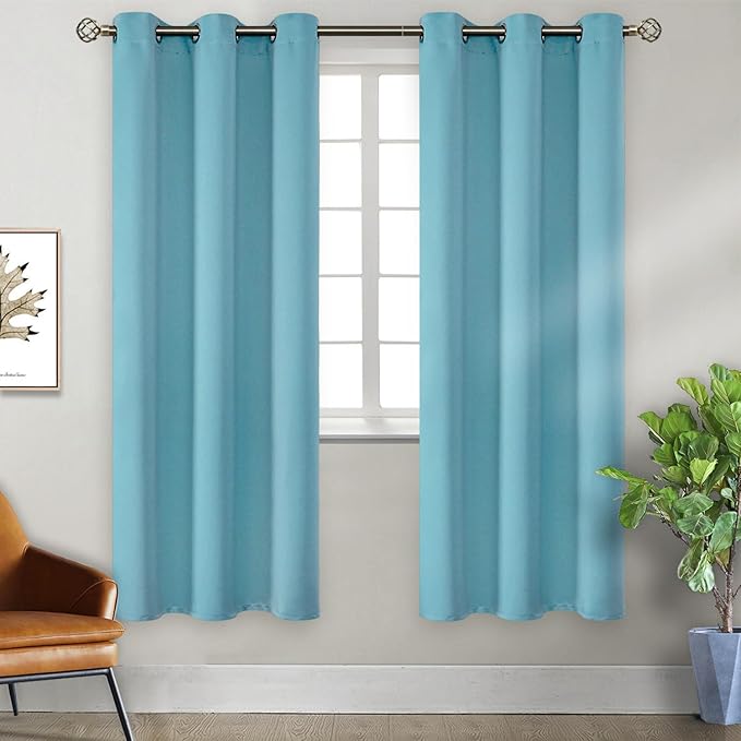 BGment Blackout Curtains - Grommet Thermal Insulated Room Darkening Bedroom and Living Room Curtains, Set of 2 Panels (42 x 72 Inch, Aqua)