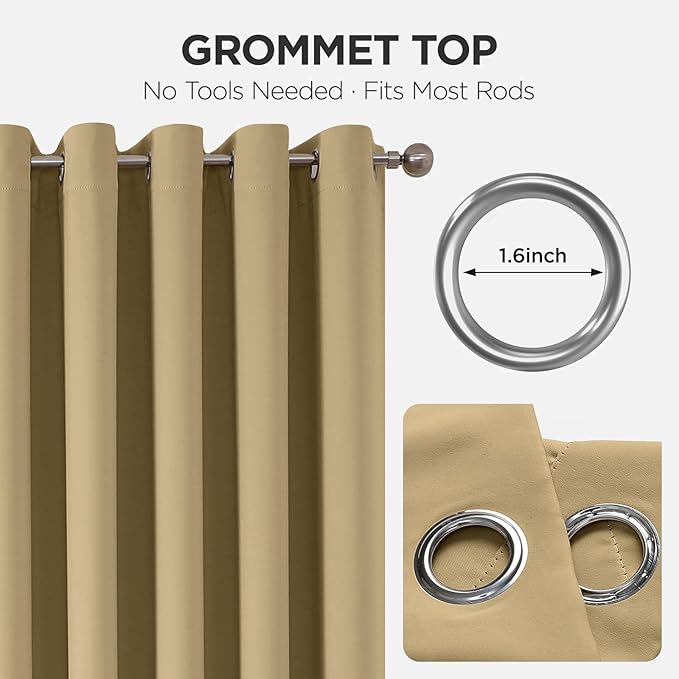 Joydeco Blackout Door Curtain for Doorway Privacy 78 Inches Long, Grommet Closet Curtain for Open Closet, Room Divider for Bedroom Living Room (Beige, 40Wx78L, 1 Panel)