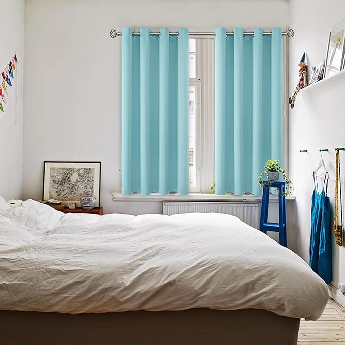 BGment Blackout Curtains - Grommet Thermal Insulated Room Darkening Bedroom and Living Room Curtains, Set of 2 Panels (52 x 45 Inch, Baby Blue)