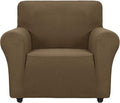 ZNSAYOTX Super Stretch Chair Slipcover Universal Sofa Chair Covers for Living Room Dogs Pet Furniture Protector Spandex Armchair Slipcovers with Anti Slip Foam Sticks (Brown, Chair)