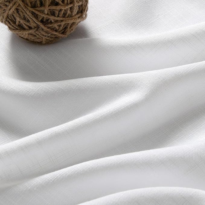 Extra Wide Linen Curtains for Living Room 102 Inch for Bedroom Divider Off White Rustic Farmhouse Drape Rod Pocket Back Tab Light Filtering Dinner/Office Window Curtain for Sliding Door，2 Panles