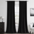 Guken Black 100% Blackout Linen Curtains 102 Inch Length 2 Panels Set for Living Room Bedroom Back Tab Thermal Insulated Black Out Drapes Room Darkening Window Curtains,52x108
