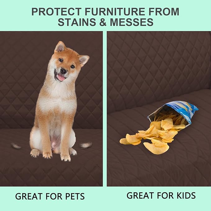 Reversible Oversized Sofa Covers Couch Cover Furniture Protector for Dogs Elastic Straps Water Resistant(XLSofa Chocolate/Taupe)