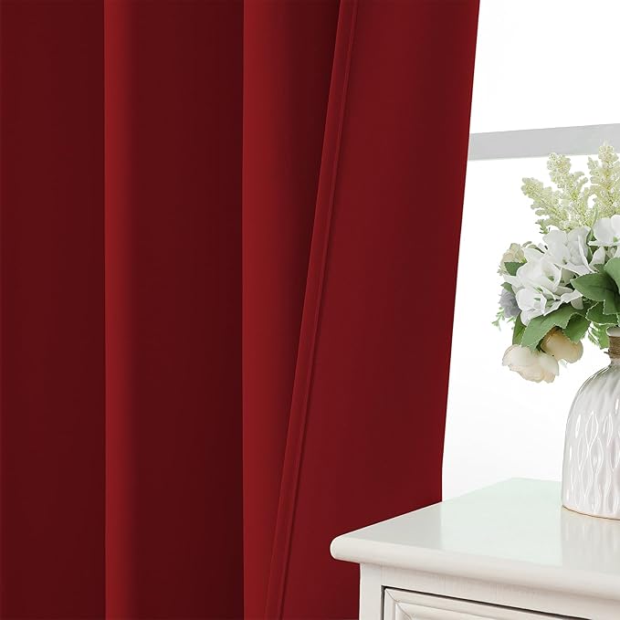 CUCRAF Red Blackout Curtains Customize, Rod Pocket Room Darkening Curtain for Bedroom Living Room, Thermal Insulated Window Drapes 1 Panel (Custom Size, Color)