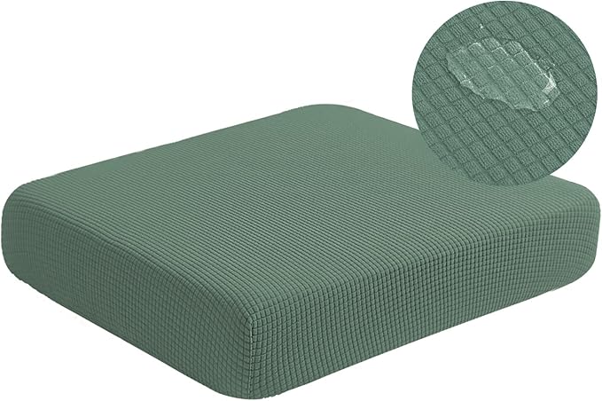 Water Repellent Sofa Seat Cushion Covers for Living Room 3 Seater, Stretch Couch Cushion Slipcovers Reversible Furniture Protector (Large, Matcha Green)