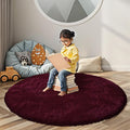 Super Soft Circle Rugs for Girls Princess Castle Toddlers Play Tent 5 Diameter Circular Area Rugs for Kids Bedroom Baby Room Decor Round Shag Playhouse Carpets(Φ5, Burgundy)