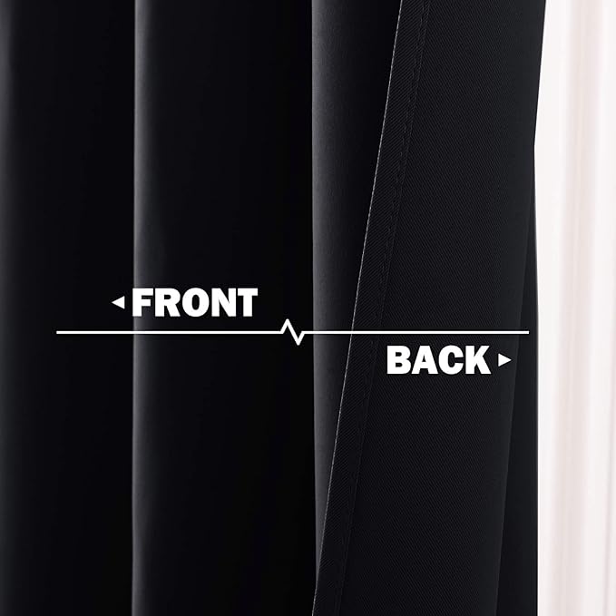 NICETOWN Black Small Window Curtains - Thermal Insulated Home Decor Blackout Grommet Halloween Curtains Drapes for Cafe, Kitchen, Laundry (42W by 36L 1.2 inches Header, Black, 2 Pieces)