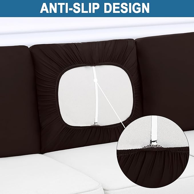 Smiry Printed Couch Cushion Covers, Stretch Soft Couch Covers for Sofa, Washable Non-Slip Sofa Slipcover Furniture Protector for Indoor and Outdoor (Backrest L, Chocolate)